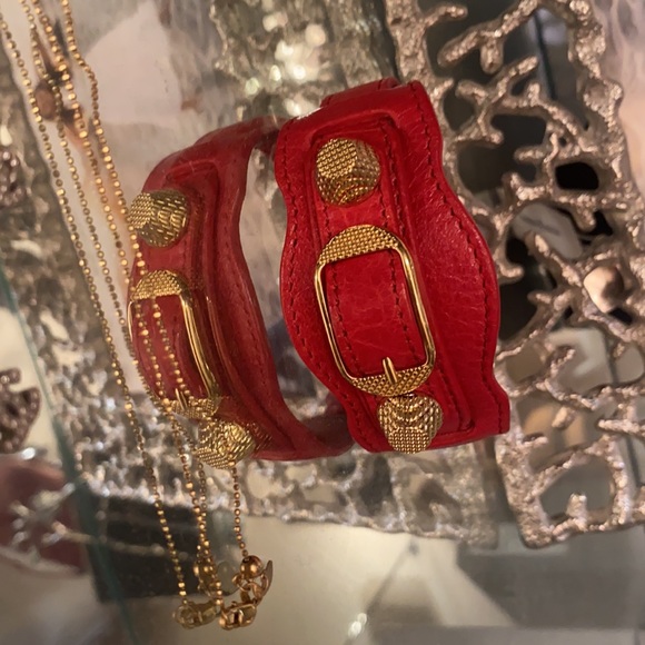Balenciaga giant bracelet gold red leather - Picture 12 of 14
